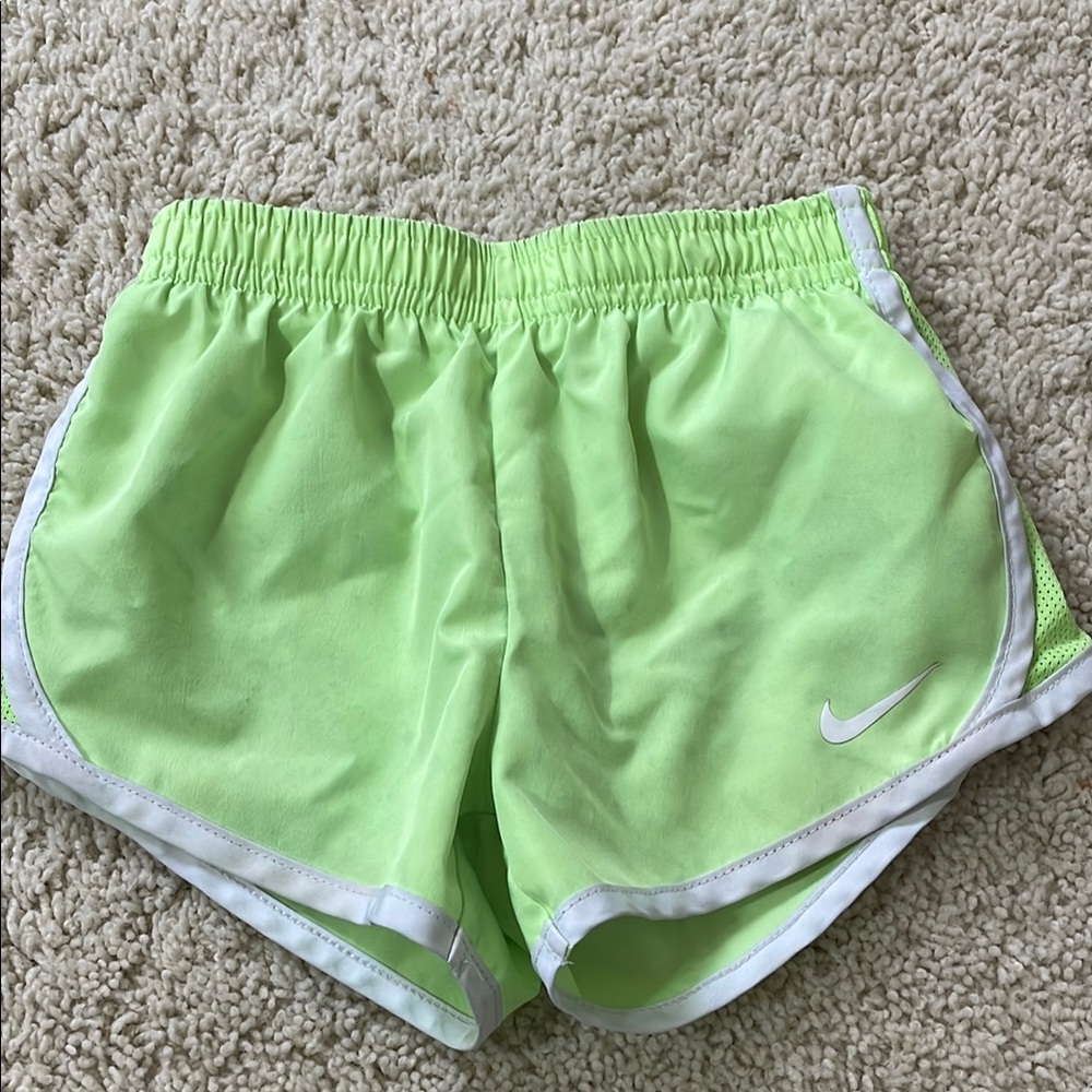 Nike Green Athletic Shorts with Elastic Waistband and Lightweight Fabric